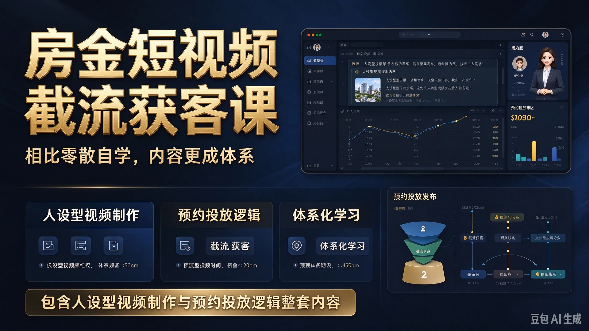 【精】房金短视频截流获客相比零散自学内容更成体系,包含人设型视频制作与预约投放逻辑整套内容-程拾网络