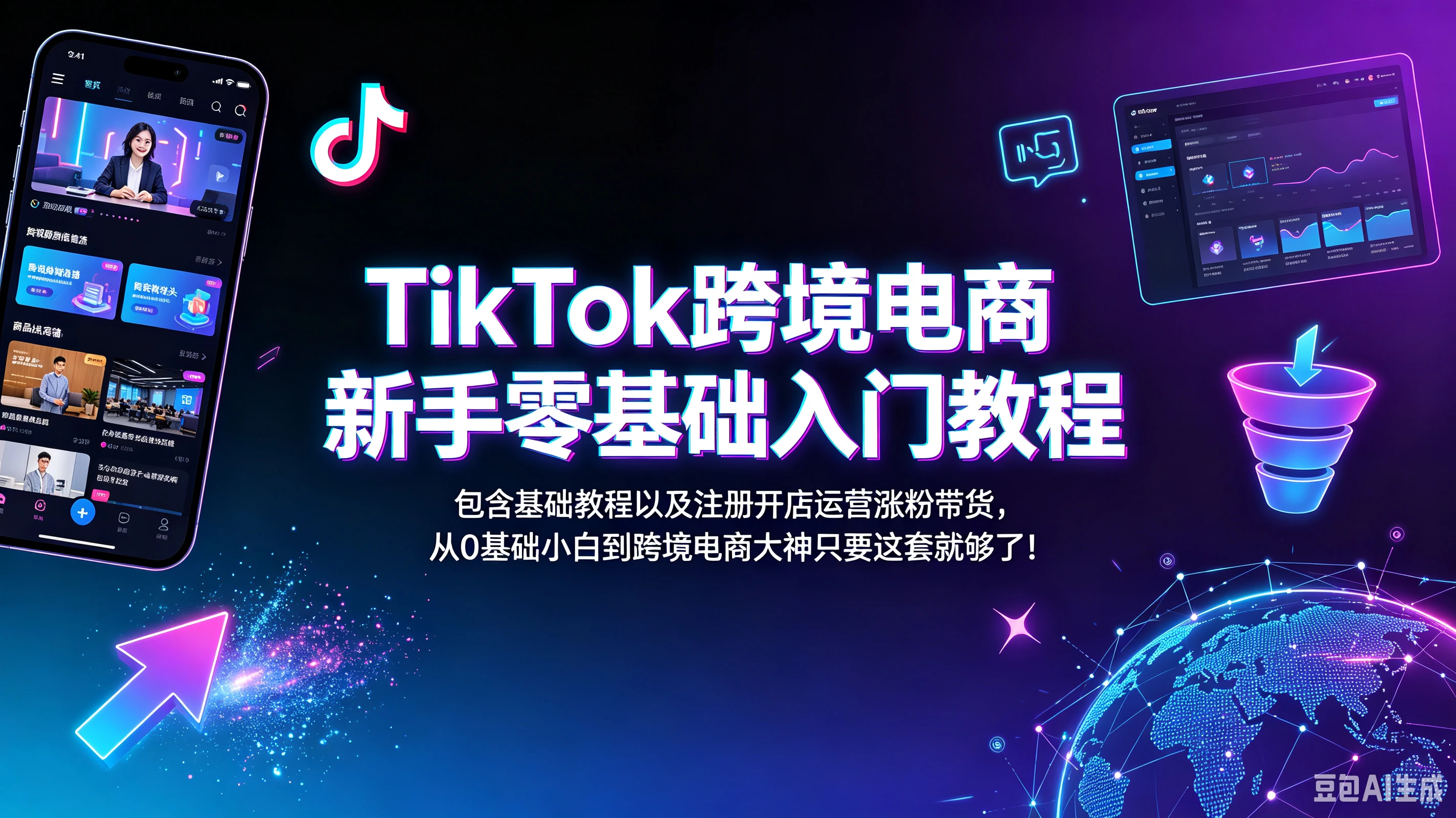 【精】TikTok跨境电商新手零基础入门教程，包含基础教程以及注册开店运营涨粉带货，从0基础小白到跨境电商大神只要这套就够了！-程拾网络