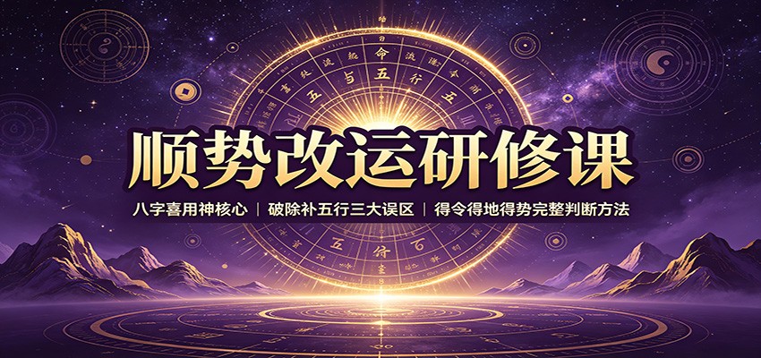 顺势改运研修课:八字喜用神核心,破除补五行三大误区,得令得地得势完整判断方法-程拾网络