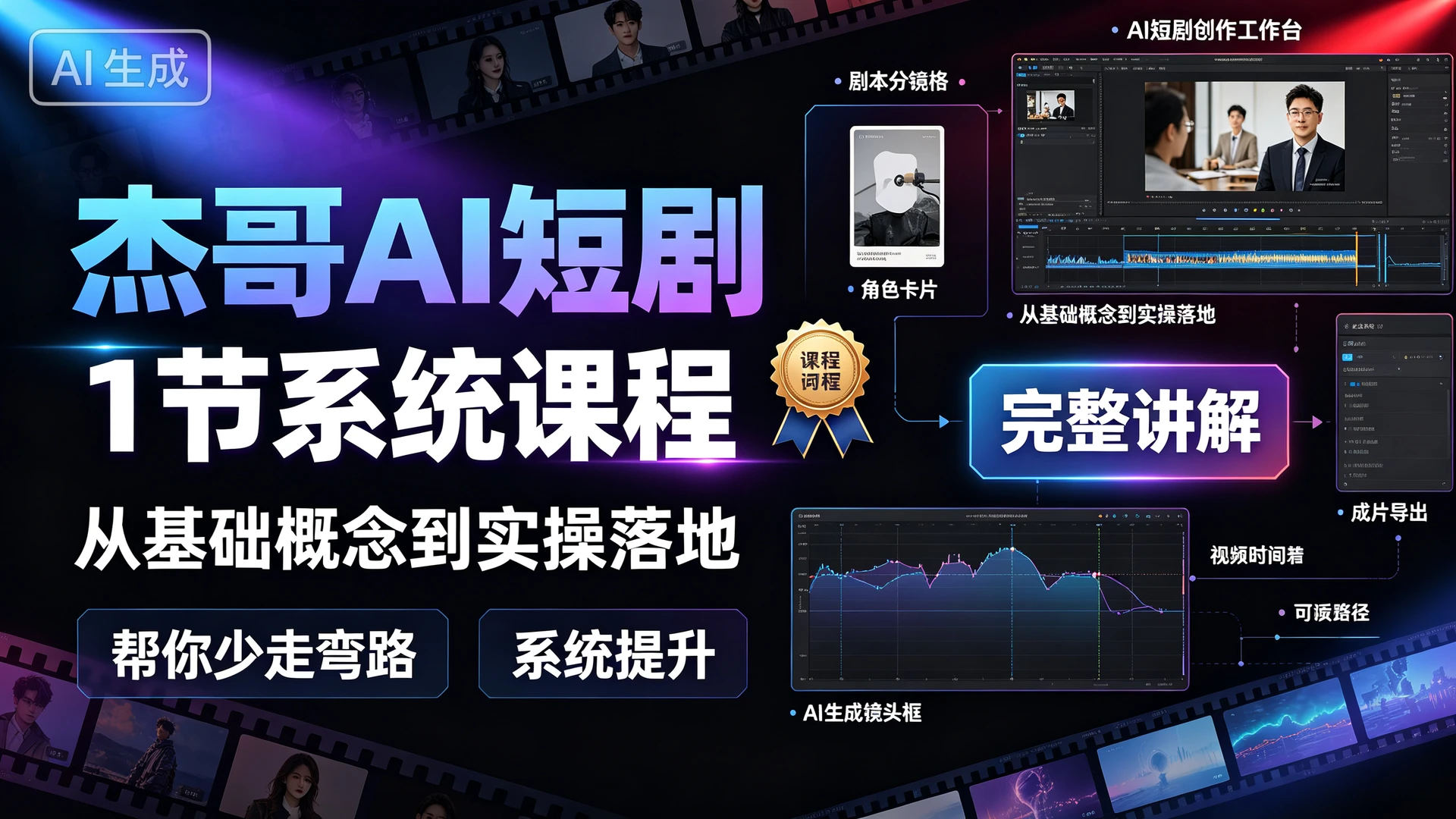 杰哥AI短剧,1 节系统课程,从基础概念到实操落地完整讲解,帮你少走弯路系统提升-程拾网络