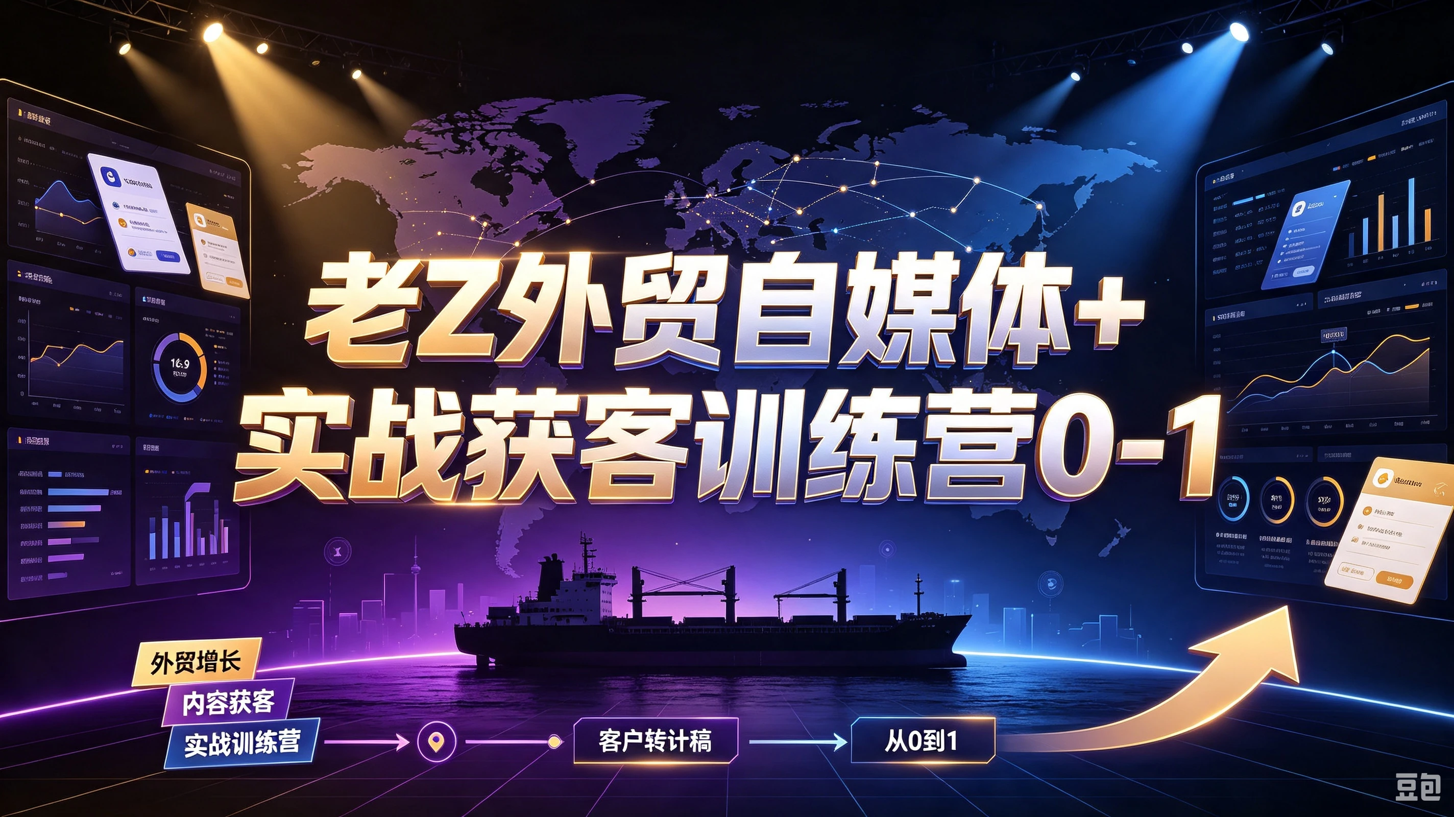 老Z外贸自媒体+实战获客训练营0-1，掌握谷歌社媒精准获客，系统学习外贸开发信报价收款货代全链路-程拾网络