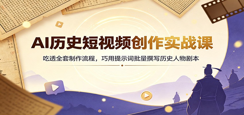 AI历史短视频创作实战课：吃透全套制作流程，巧用提示词批量撰写历史人物剧本-程拾网络