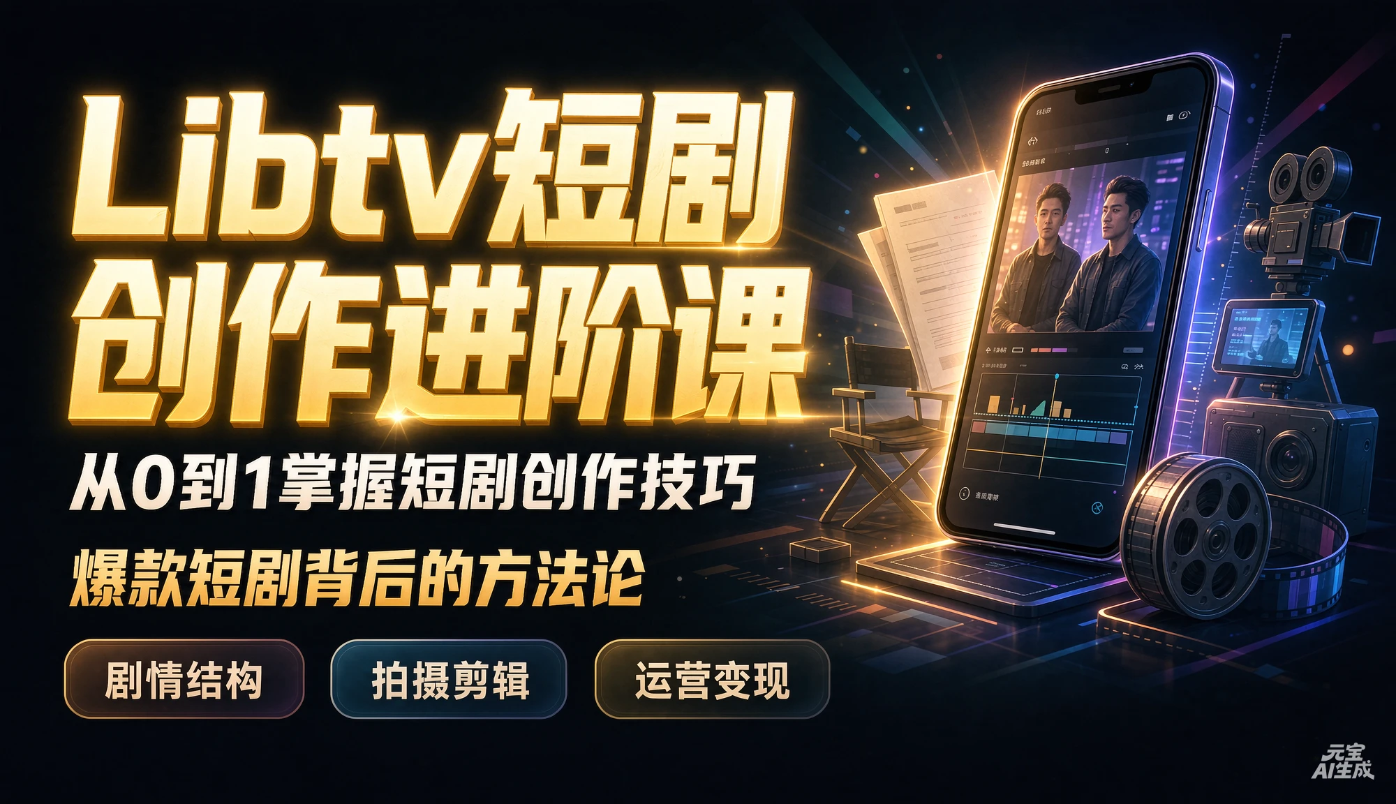 【精】Libtv短剧创作进阶课，搭建一套成熟标准化AI短剧制作工作流，带你从素材创作走向专业镜头叙事-程拾网络