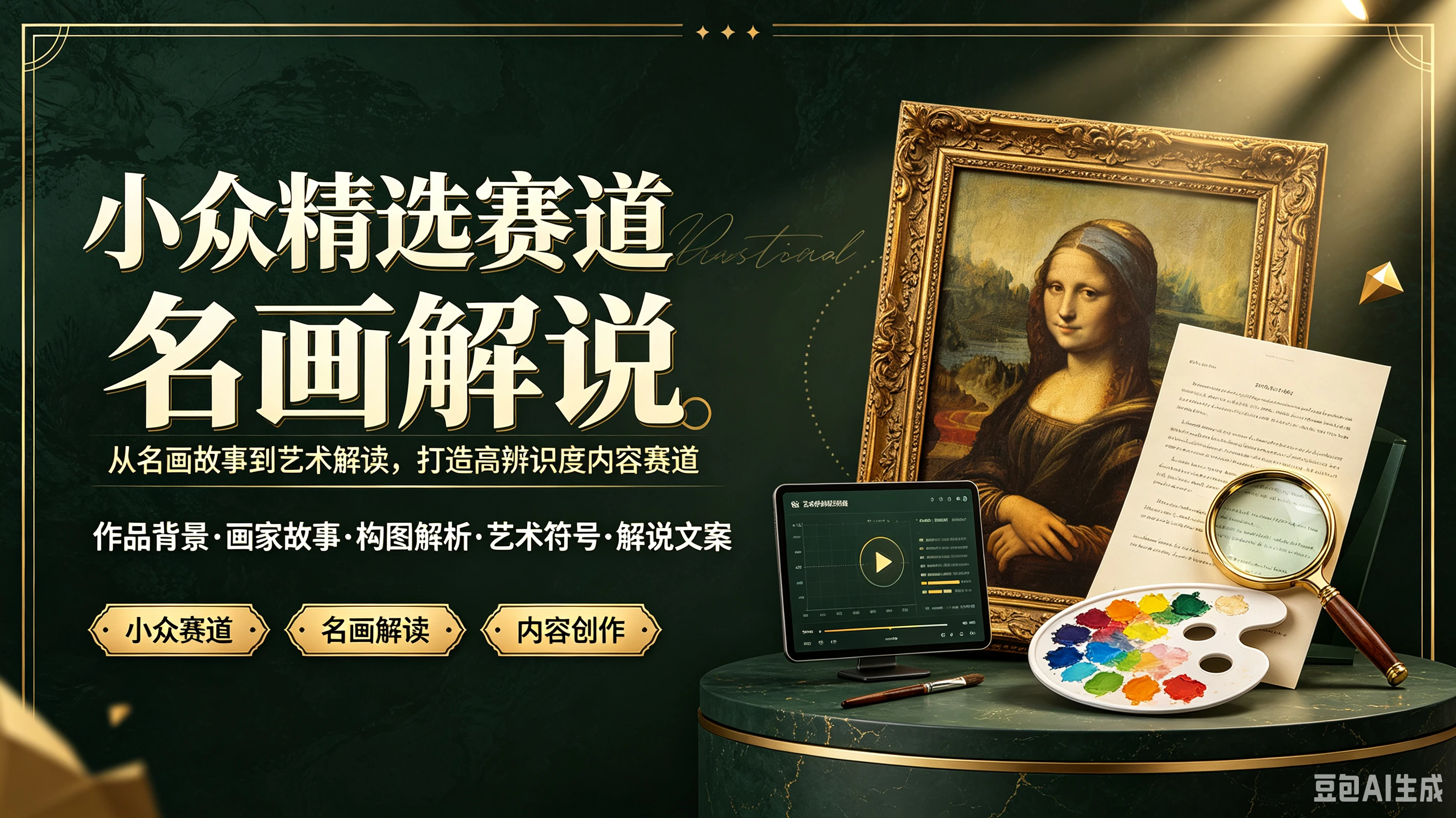 【精】小众精选赛道名画解说，从名画故事到艺术解读，打造高辨识度内容赛道，作品背景、画家故事、构图解析、艺术符号、解说文案-程拾网络