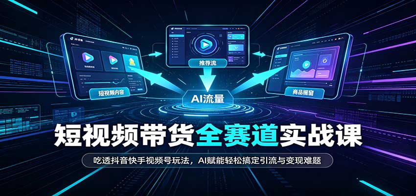 短视频带货全赛道：吃透抖音快手视频号玩法，AI赋能轻松搞定引流与变现难题-程拾网络