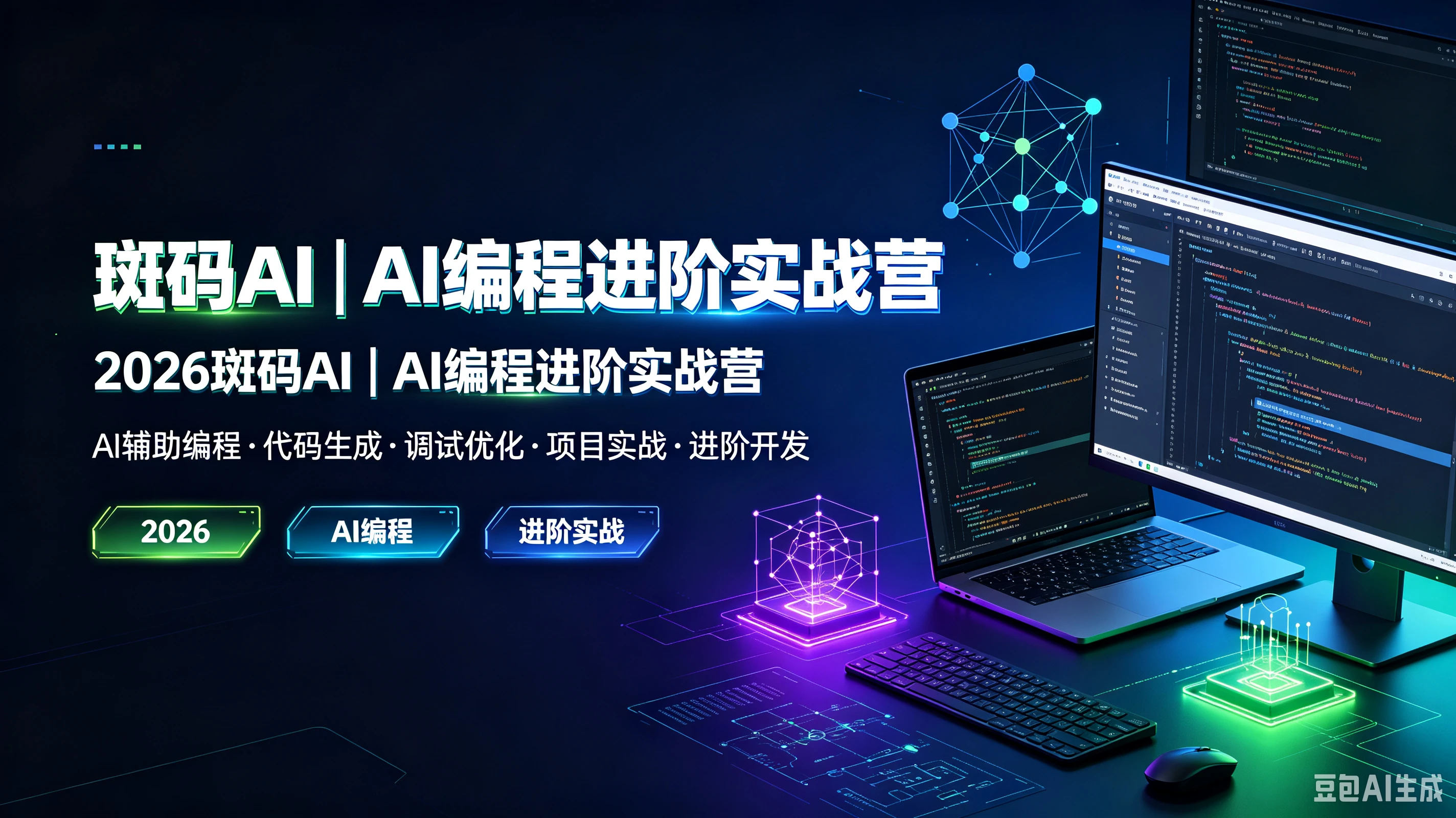 【精】斑码AI|AI编程进阶实战营，2026斑码AI|AI编程进阶实战营，AI辅助编程、代码生成、调试优化、项目实战、进阶开发-程拾网络