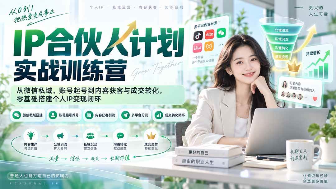 （20321期）IP合伙人计划实战训练营-更新：从微信私域、账号起号到内容获客与成交转化，零基础搭建个人IP变现闭环-程拾网络