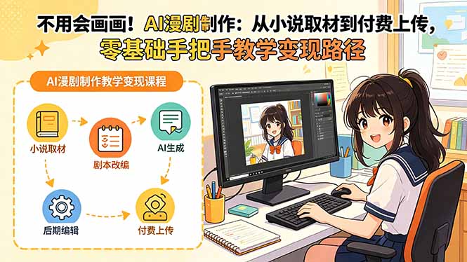 不用会画画！AI漫剧制作：从小说取材到付费上传，零基础手把手教学变现路径(更新-程拾网络