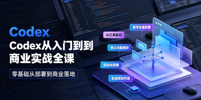 【精】Codex从入门到商业实战全课｜账号充值部署、AI工具联动、核心功能精讲、自动化搭建、全站项目开发零基础教程-程拾网络