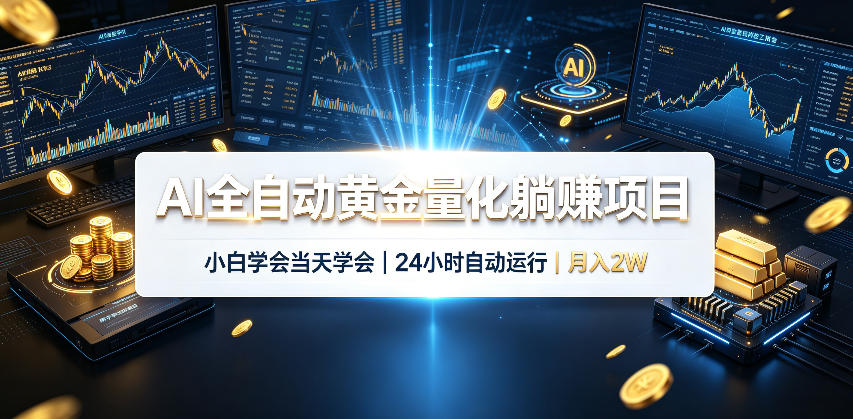 AI全自动黄金量化躺賺项目,24小时自动运行,月入2W!-程拾网络