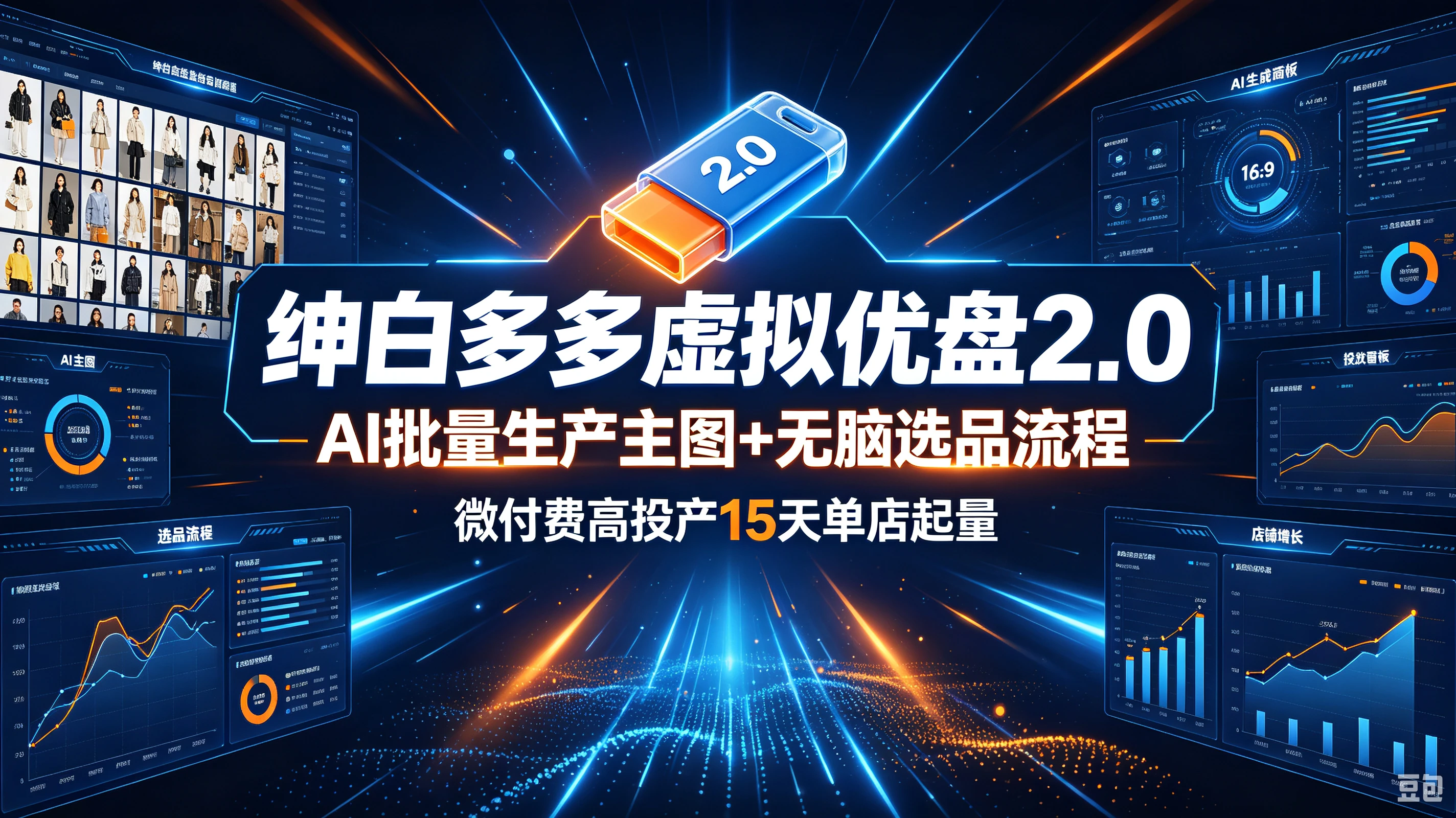 【精】绅白多多虚拟优盘2.0:AI批量生产主图+无脑选品流程,微付费高投产15天单店起量-程拾网络