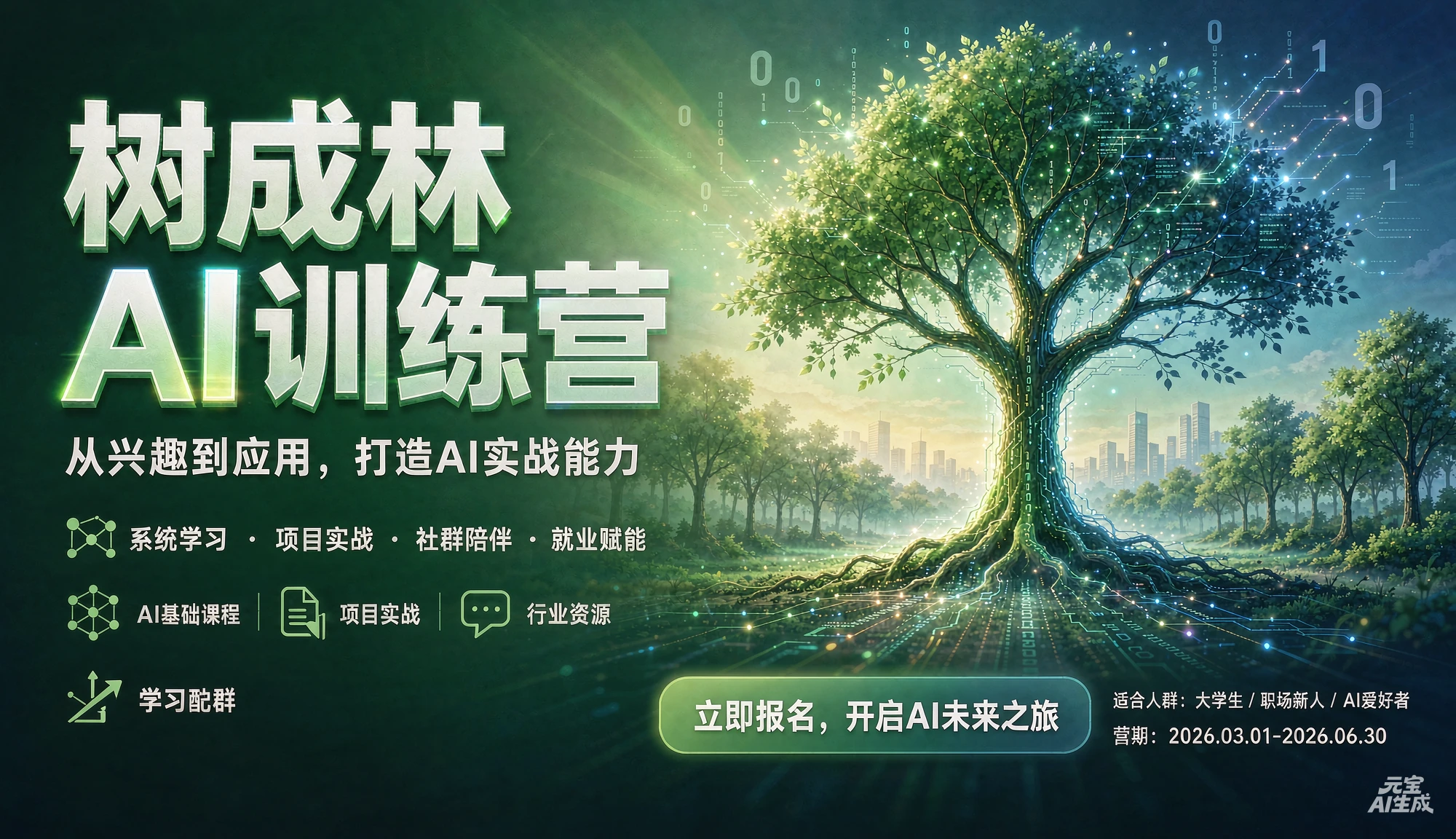 【精】树成林ai训练营,从兴趣到应用,打造AI实战能力-程拾网络