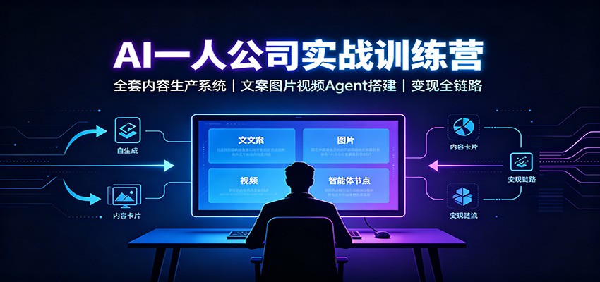AI创作一人公司实战训练营：全套内容生产系统，文案图片视频Agent搭建变现全链路-程拾网络