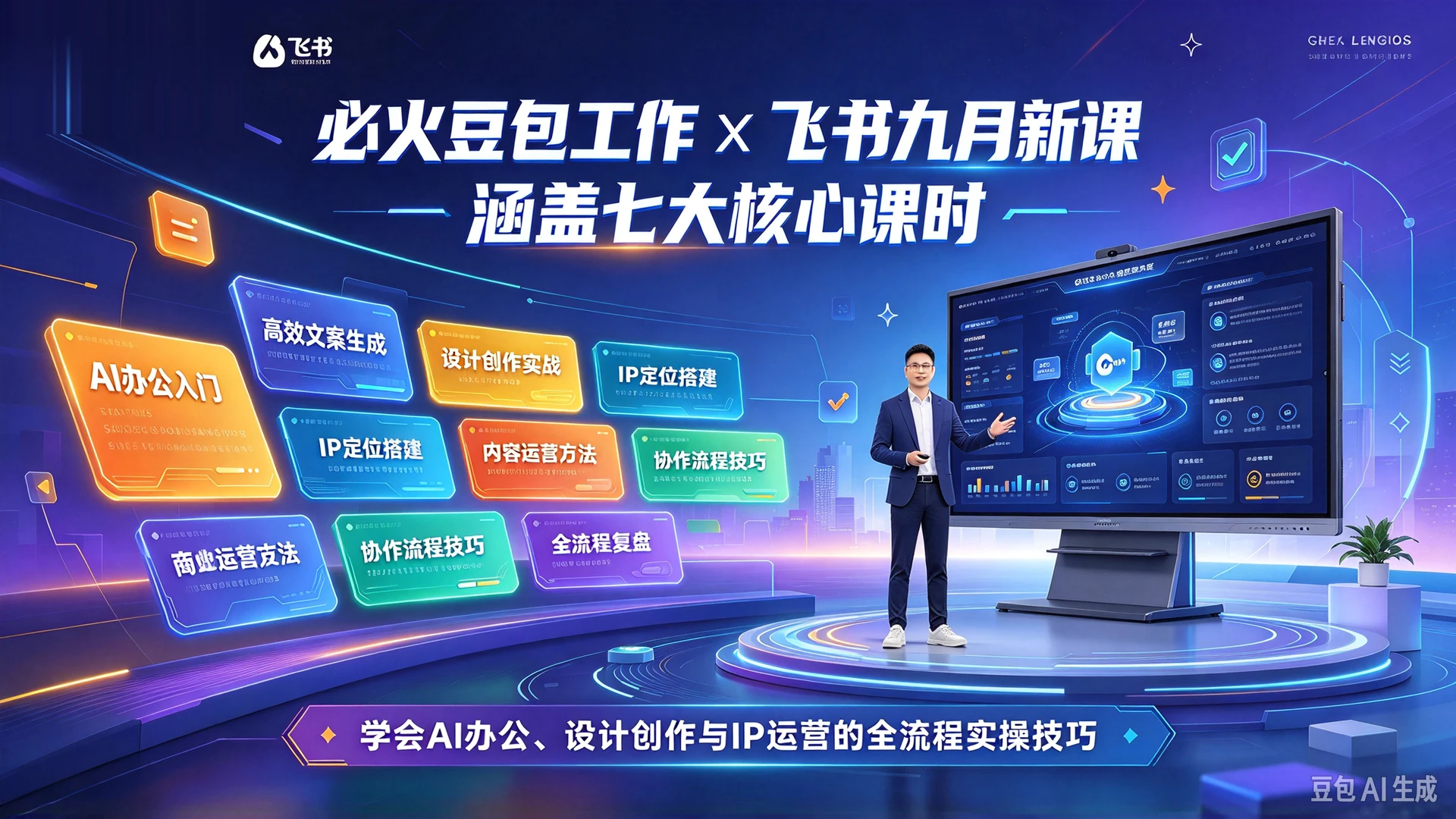 【精】必火豆包工作x飞书九月新课,涵盖七大核心课时,学会AI办公、设计创作与IP运营的全流程实操技巧-程拾网络