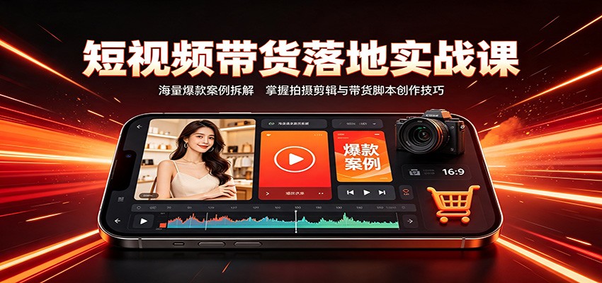 短视频带货落地实战课：海量爆款案例拆解，掌握拍摄剪辑与带货脚本创作技巧-程拾网络