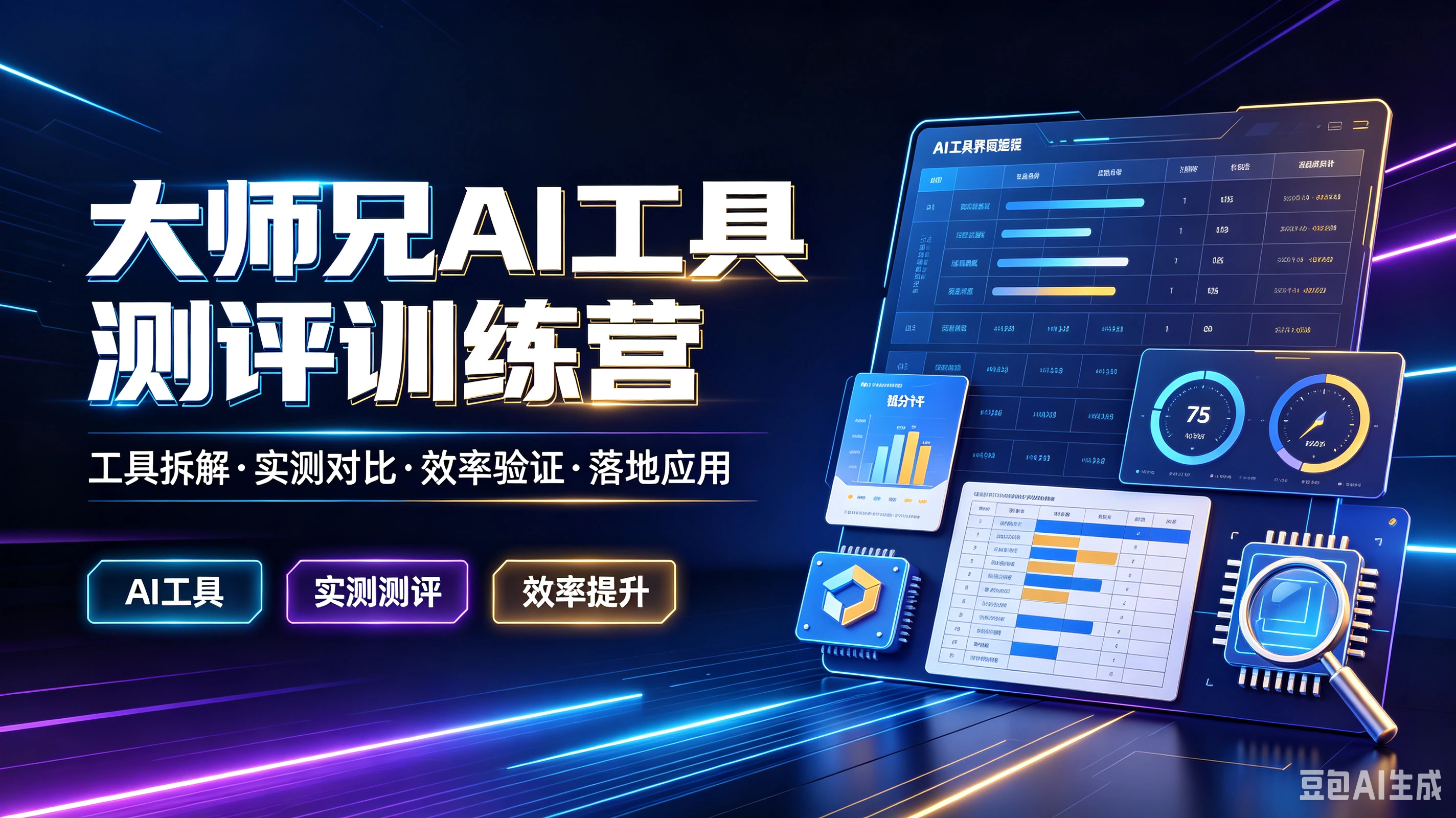 【精】大师兄AI工具测评训练营,工具拆解·实测对比·效率验证·落地应用,AI工具、实测测评、效率提升-程拾网络