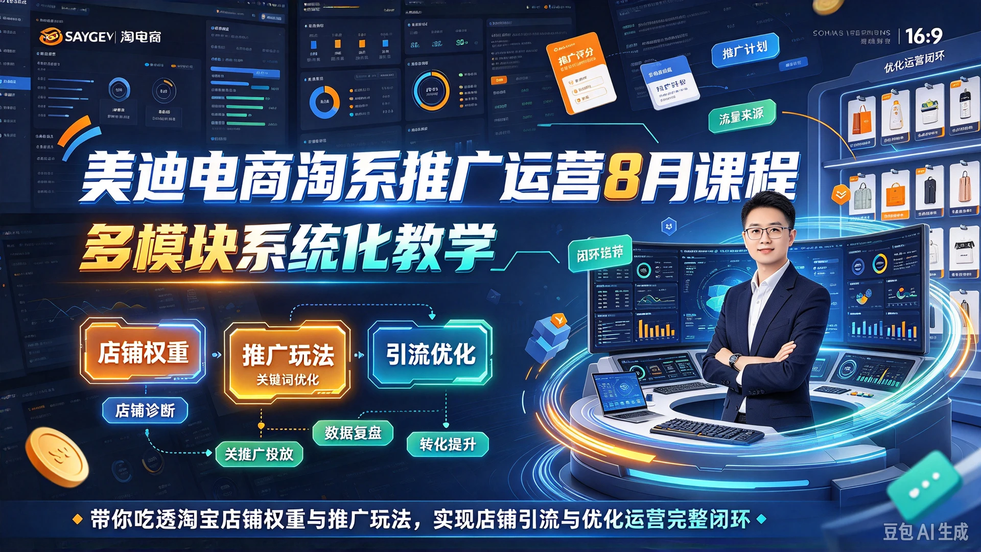 【精】美迪电商淘系推广运营8月课程，多模块系统化教学，带你吃透淘宝店铺权重与推广玩法，实现店铺引流与优化运营完整闭环-程拾网络