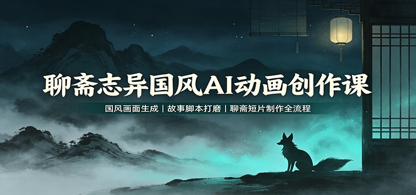 聊斋志异国风AI动画创作课：国风画面生成，故事脚本打磨，聊斋短片制作全流程-程拾网络