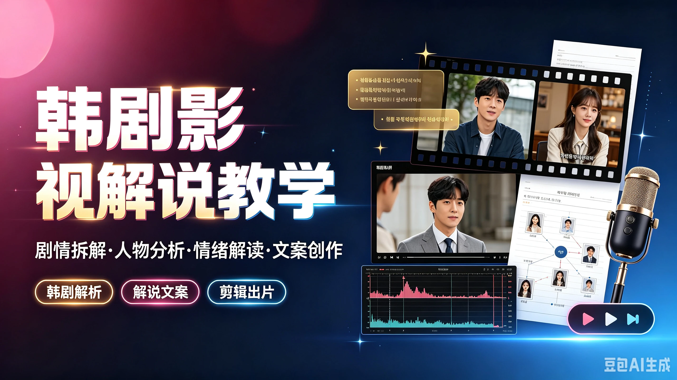 【精】韩剧影视解说教学，剧情拆解·人物分析·情绪解读·文案创作，韩剧解析、解说文案、剪辑出片-程拾网络