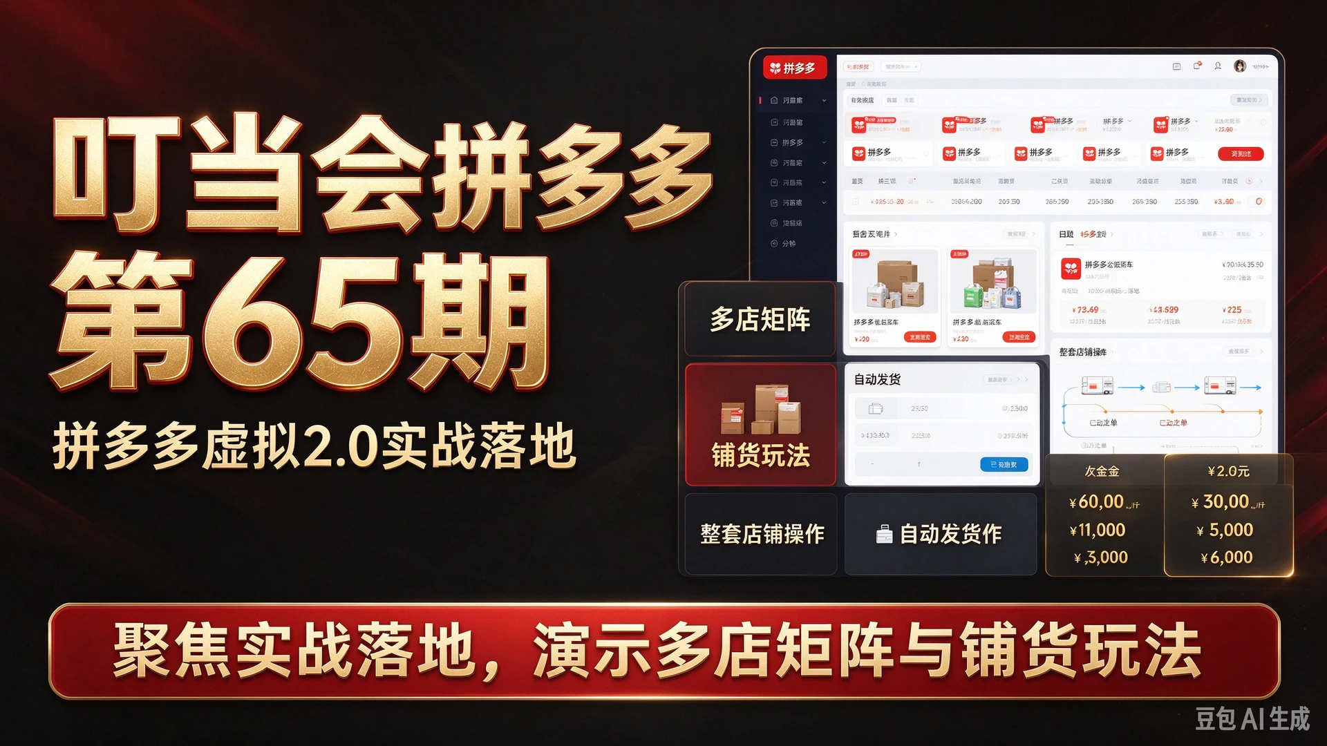 【精】叮当会拼多多第65期拼多多虚拟2.0聚焦实战落地,讲解多店矩阵与铺货玩法,演示自动发货等整套店铺操作-程拾网络