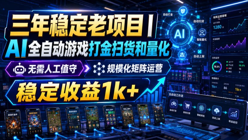 稳定三年的海外游戏全自动搬砖玩法，日入千元，无脑操作！-程拾网络