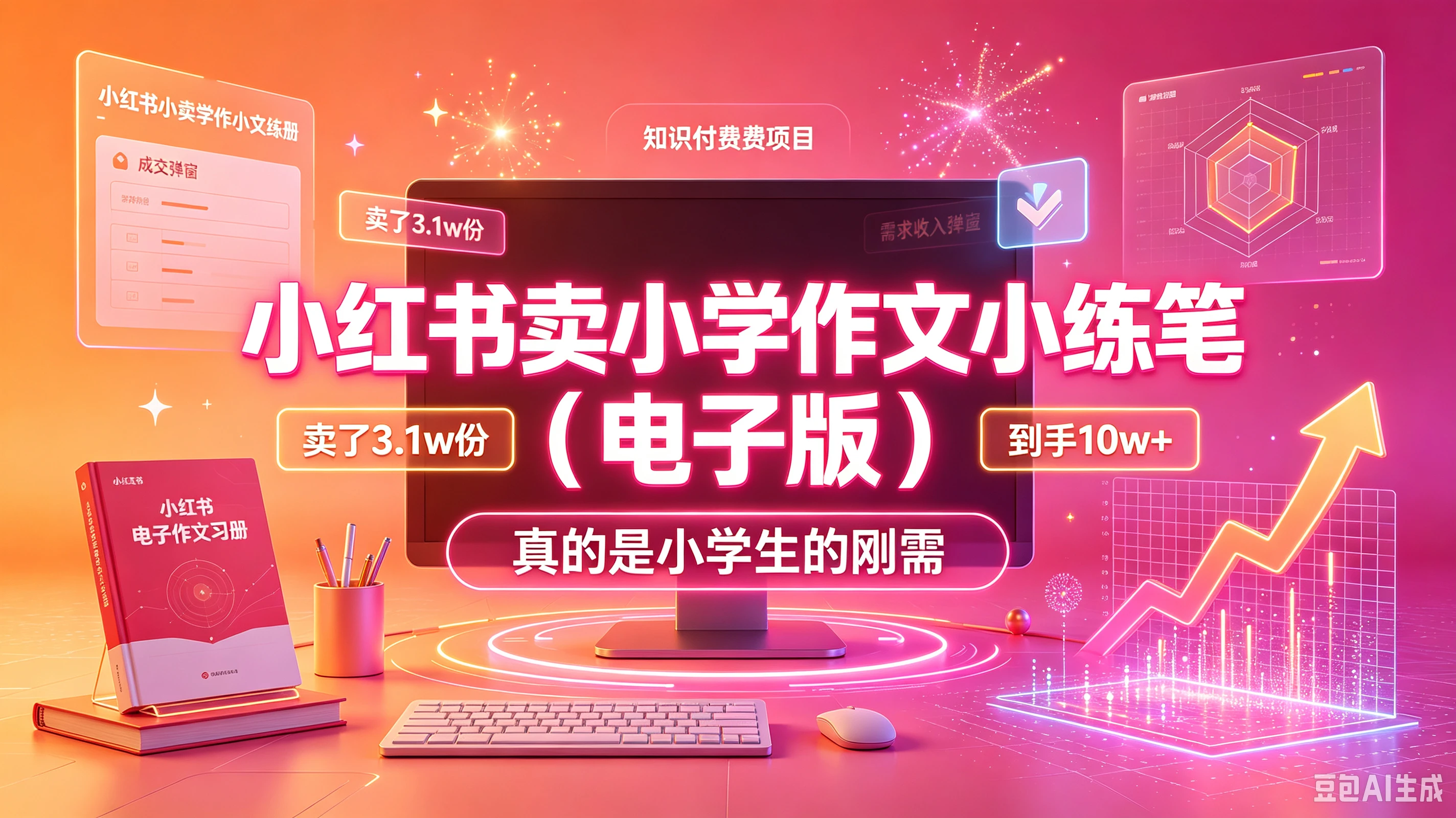 【精】小红书卖小学作文小练笔(电子版),卖了3.1w份,到手10w+,真的是小学生的刚需-程拾网络
