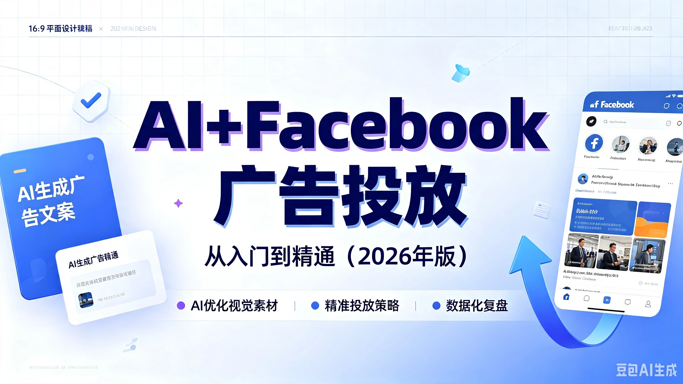 【精】AI+Facebook广告投放，从入门到精通（2026年版），AI优化视觉素材、精准投放策略、数据化复盘-程拾网络