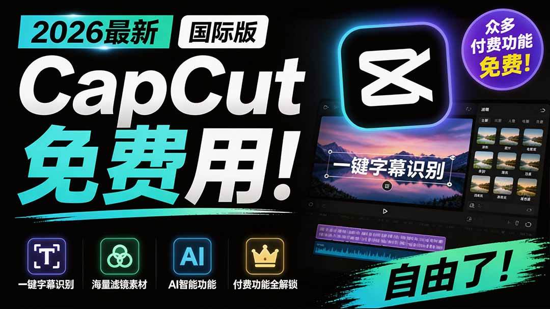 （19621期）2026最新国际版剪映！CapCut 众多付费功能免费用，一键字幕识别 / 滤镜素材 / AI智能功能自由了 CapCut-程拾网络