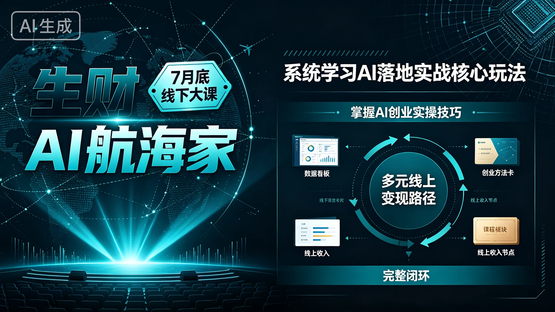 【精】生财AI航海家7月底线下大课，带你系统学习AI落地实战核心玩法，掌握AI创业实操技巧解锁多元线上变现路径的完整闭环-程拾网络