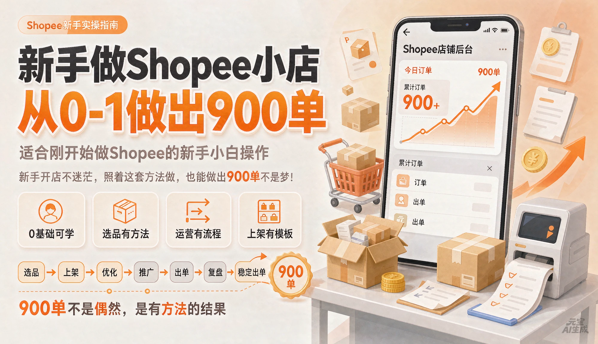 【精】新手做shopee小店，从0-1做出900单，适合刚开始做shopee的新手小白操作！！-程拾网络