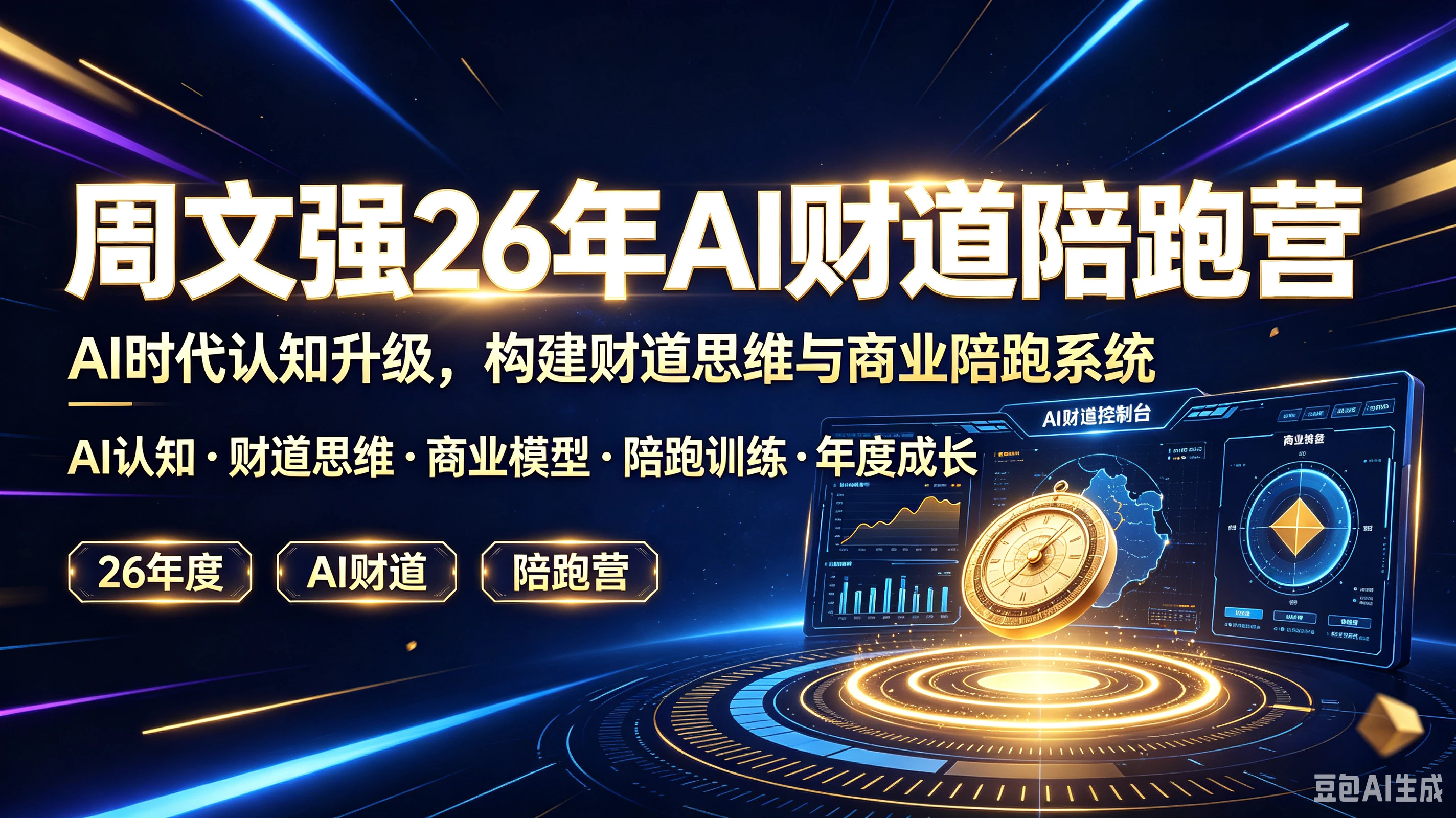 【精】周文强26年AI财道陪跑营，AI时代认知升级，构建财道思维与商业陪跑系统，AI认知、财道思维、商业模型、陪跑训练、年度成长青业城盘-程拾网络