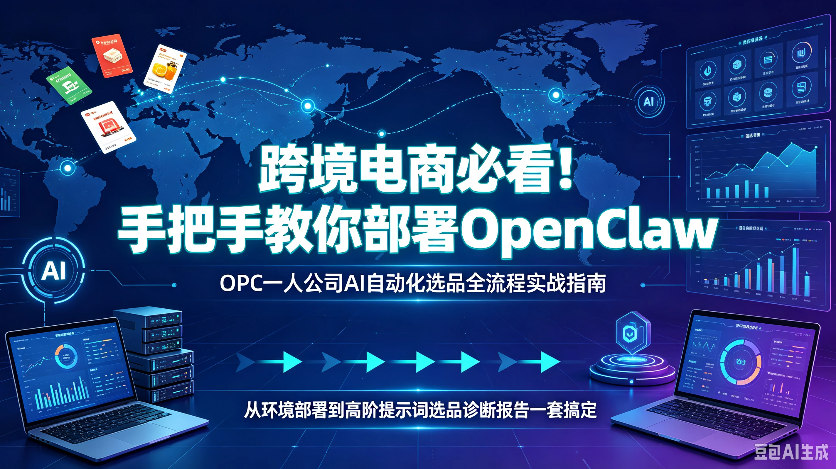 【精】跨境电商必看！手把手教你部署OpenClaw，OPC一人公司AI自动化选品全流程实战指南，从环境部署到高阶提示词选品诊断报告一套搞定-程拾网络