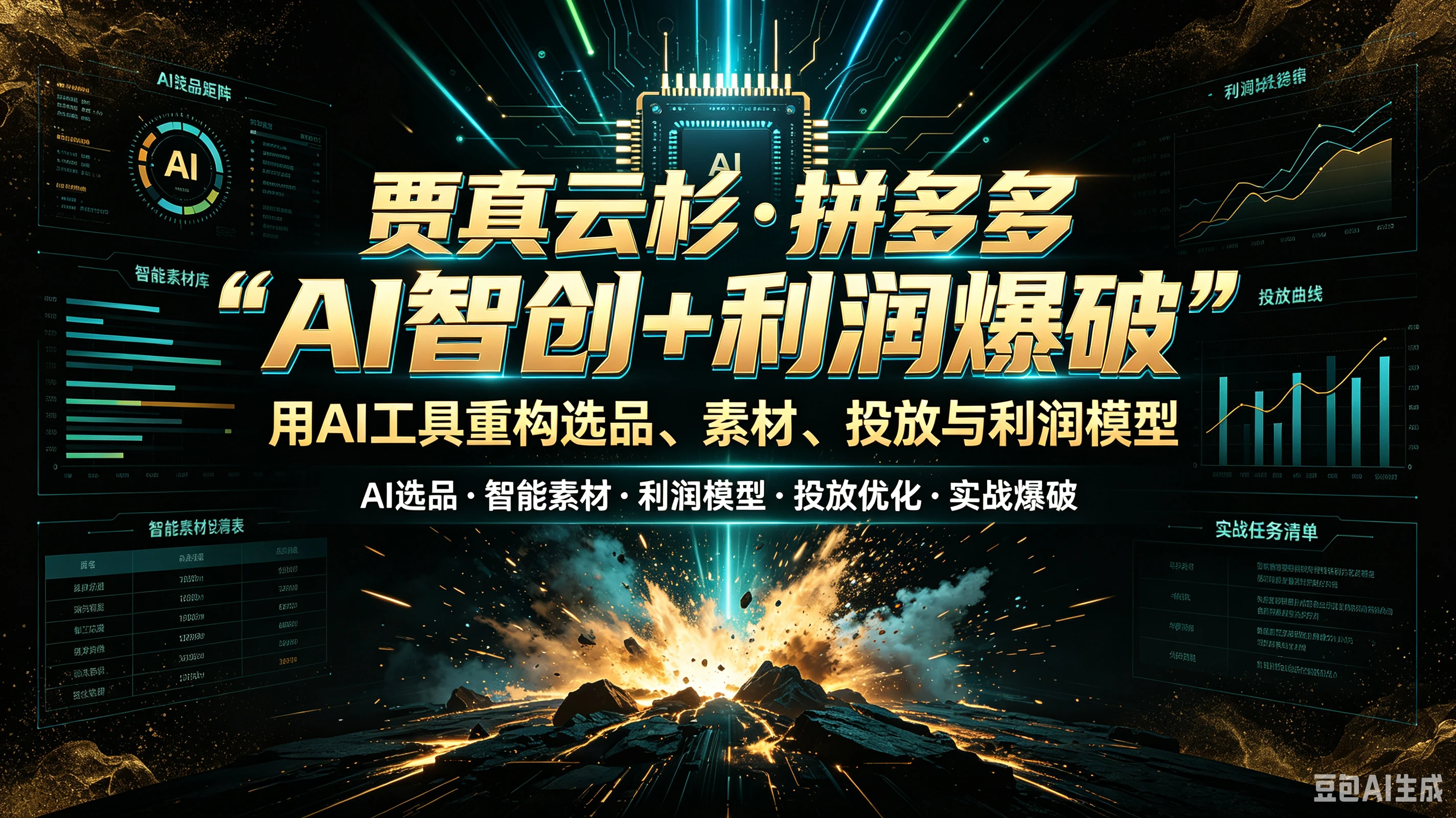 【精】Guho贾真云杉·拼多多“AI智创+利润爆破”用AI工具重构选品、素材、投放与利润模型-程拾网络