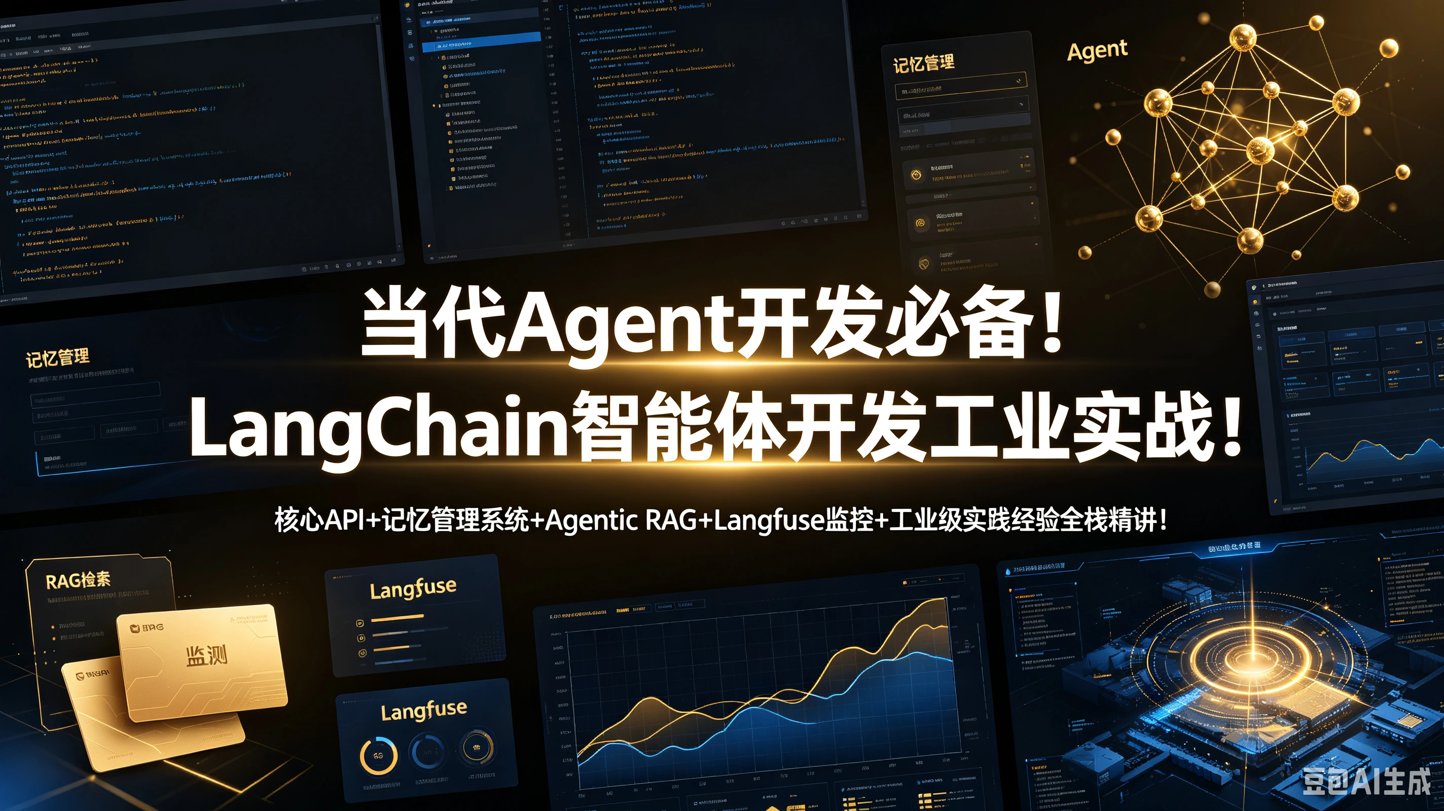 【精】当代Agent开发必备！LangChain智能体开发工业实战！核心API+记忆管理系统+Agentic RAG+Langfuse监控+工业级实践经验全栈精讲！-程拾网络