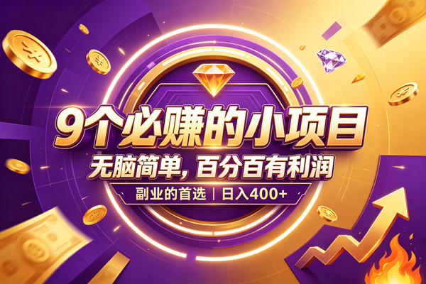 （19617期）9个必赚的小项目，无脑简单，百分百有利润，副业的首选，日入500+-程拾网络