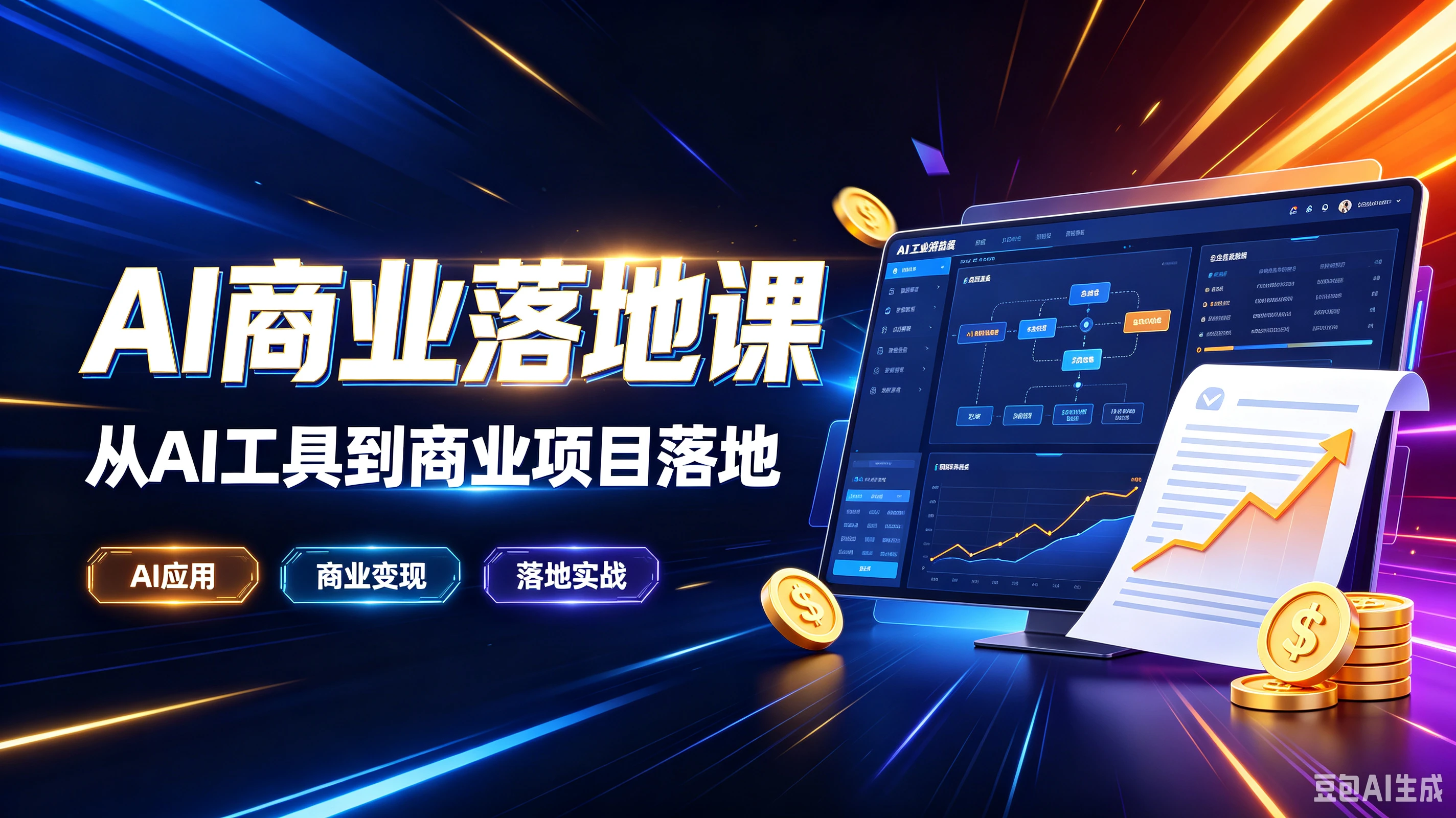 【精】AI商业落地课从AI工具到商业项目落地,AI应用、商业变现、落地实战-程拾网络