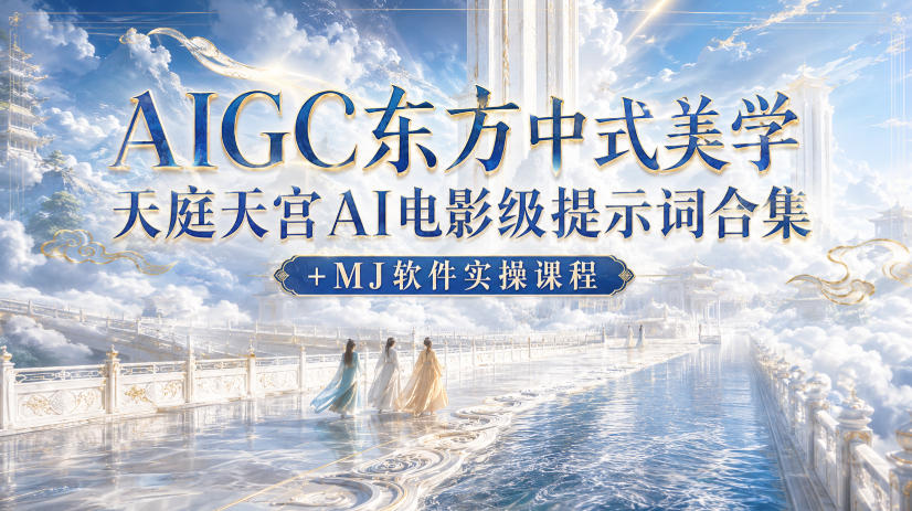 【精】东方中式美学天宫AI电影级提示词合集，MJ教程(入门到进阶全教程）-程拾网络
