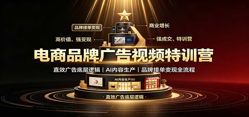 电商品牌广告视频特训：直效广告底层逻辑，AI内容生产，品牌接单变现全流程-程拾网络