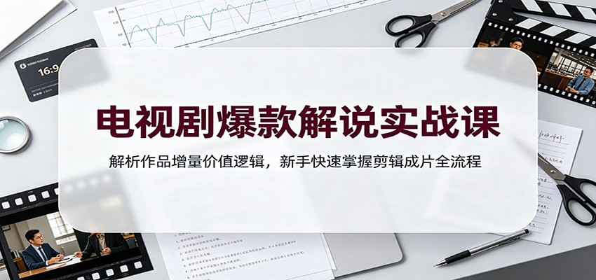 电视剧爆款解说实战课：解析作品增量价值逻辑，新手快速掌握剪辑成片全流程-程拾网络