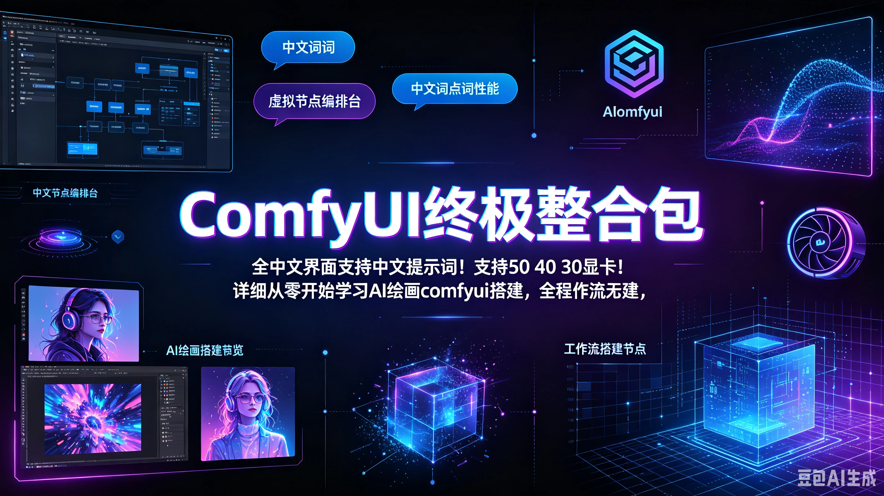 【精】ComfyUI终极整合包全中文界面支持中文提示词!支持50 40 30显卡!详细从零开始学习AI绘画comfyui工作流搭建,全程干货无废话-程拾网络