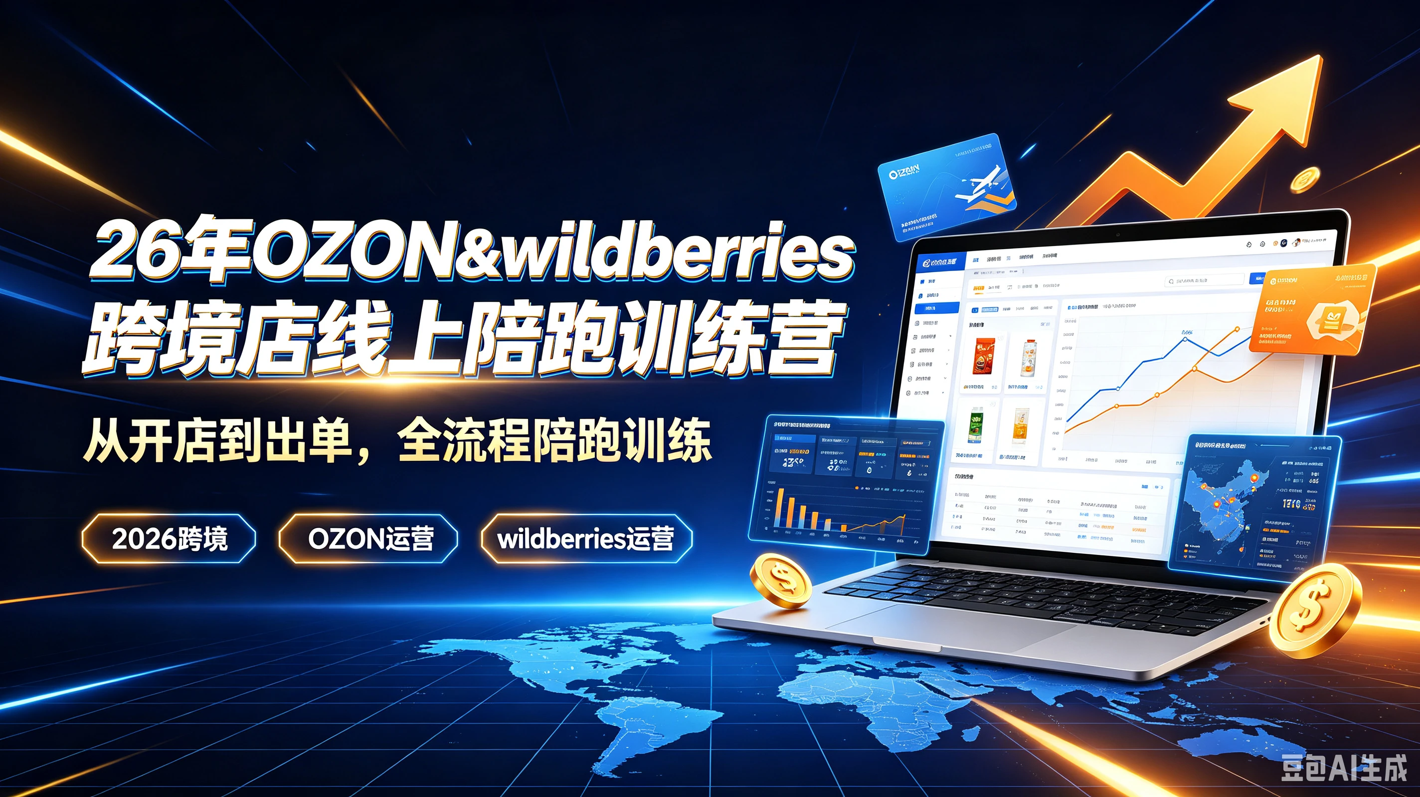 【精】26年OZON&wildberries跨境店线上陪跑训练营，从开店到出单，全流程陪跑训练，2026跨境、OZON运营、wildberries运营-程拾网络