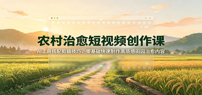农村治愈短视频创作课：AI工具搭配剪辑技巧，零基础快速制作高质感田园治愈内容-程拾网络