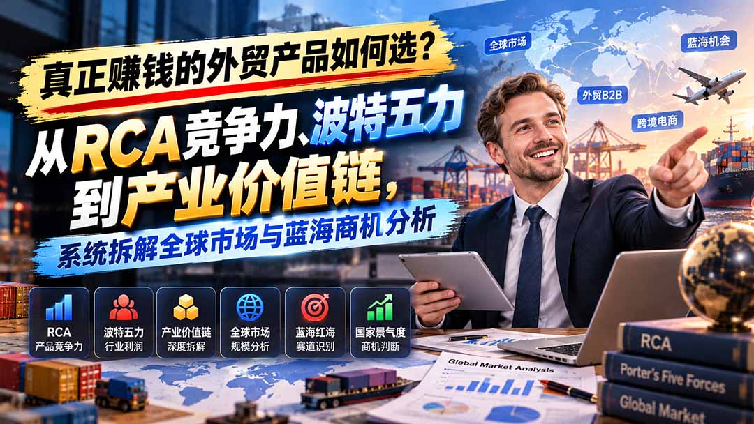 真正赚钱的外贸B2B产品如何选？从RCA竞争力、波特五力到产业价值链，系统拆解全球市场与蓝海商机分析-程拾网络