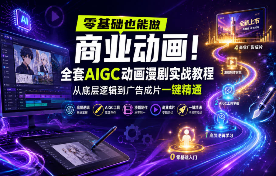 【精】零基础也能做商业动画！全套AIGC动画漫剧实战教程，从底层逻辑到广告成片一键精通(更新0715)-程拾网络