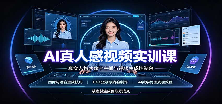 AI真人感视频实训课：图像语音生成，UGC内容制作，AI数字博主变现教程-程拾网络