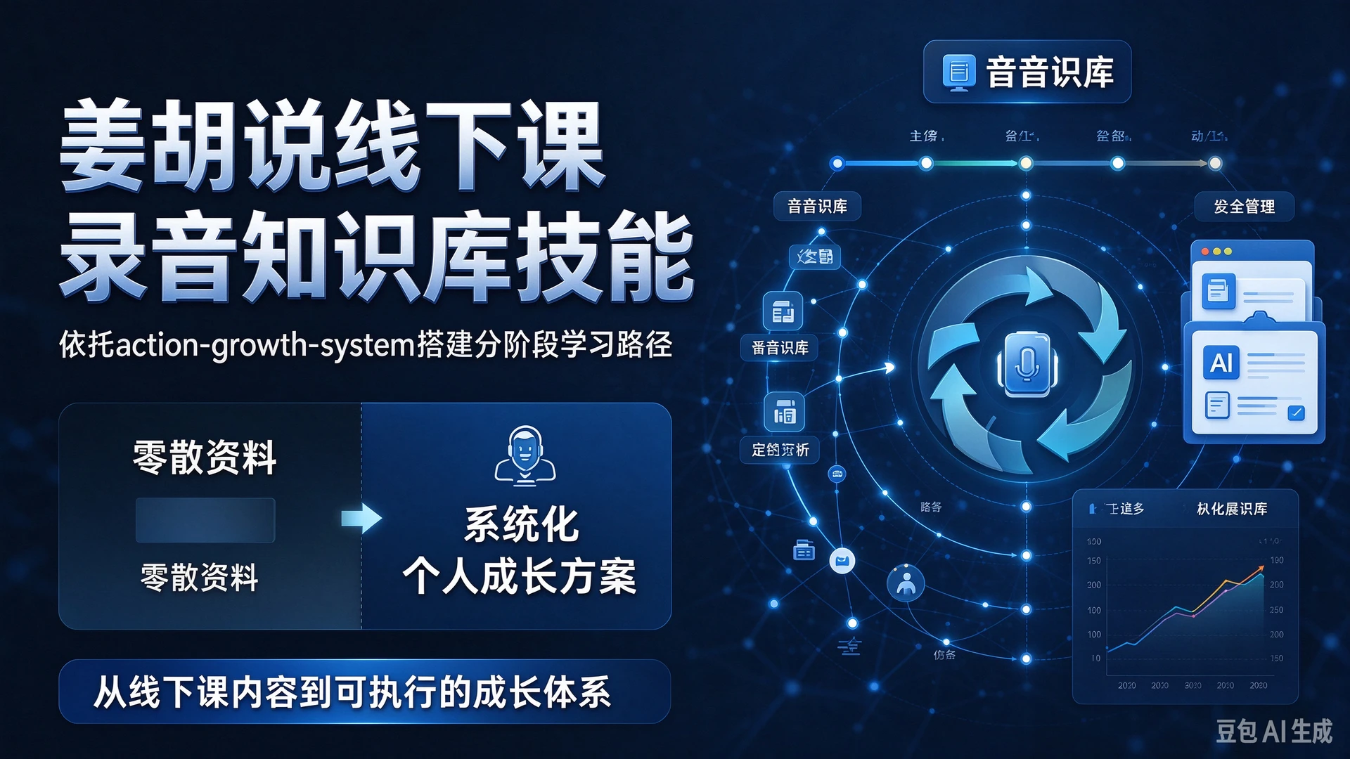 姜胡说线下课录音知识库技能，依托action-growth-system搭建分阶段学习路径，对比零散资料形成系统化个人成长方案-程拾网络