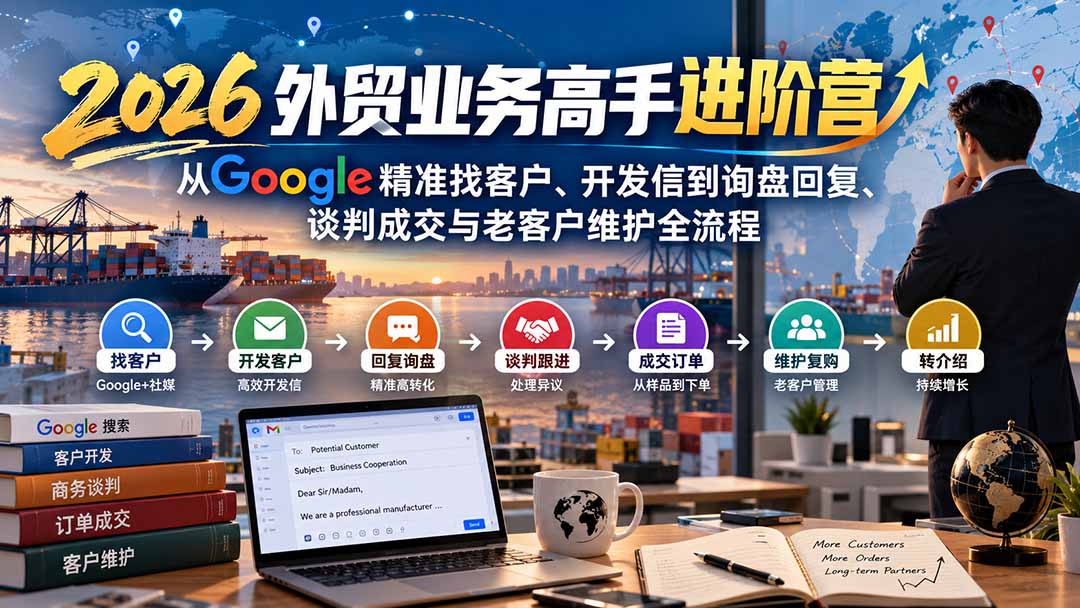 2026外贸业务高手进阶营:从Google精准找客户、开发信到询盘回复、谈判成交与老客户维护全流程-程拾网络