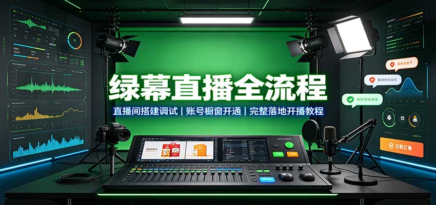 绿幕直播全流程：直播间搭建调试，账号橱窗开通，完整落地开播教程-程拾网络