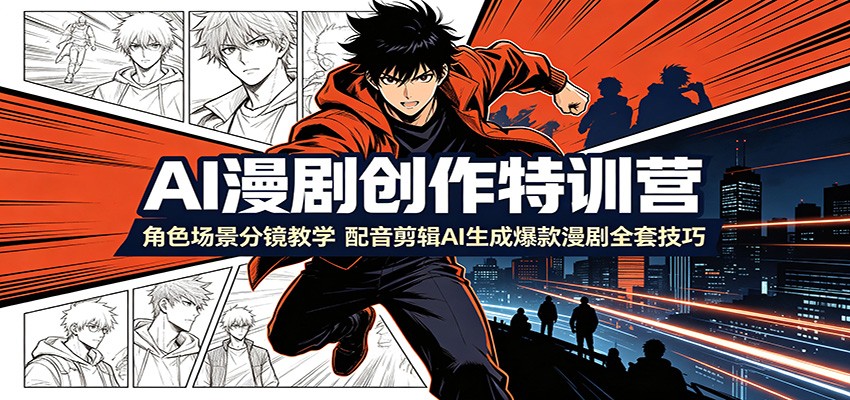【精】AI漫剧创作特训营：角色场景分镜教学，配音剪辑AI生成爆款漫剧全套技巧-程拾网络