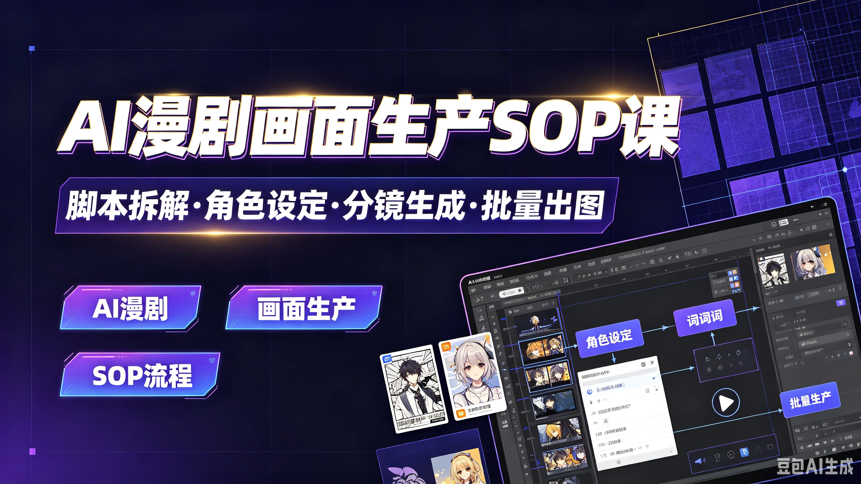 【精】AI漫剧画面生产SOP课,脚本拆解·角色设定·分镜生成·批量出图,AI漫剧、画面生产、SOP流程-程拾网络